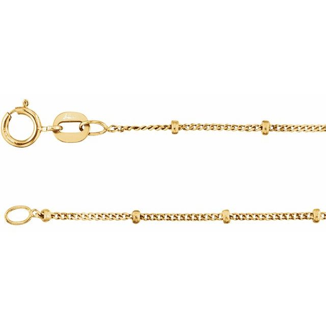 1mm curb gold chain necklace in 14k yellow gold, 16 inch