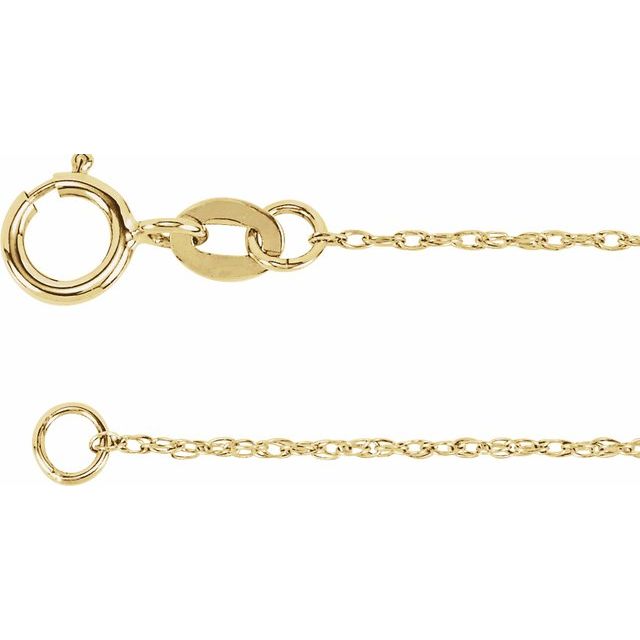 1mm rope gold chain necklace in 14k yellow gold, 18 inch