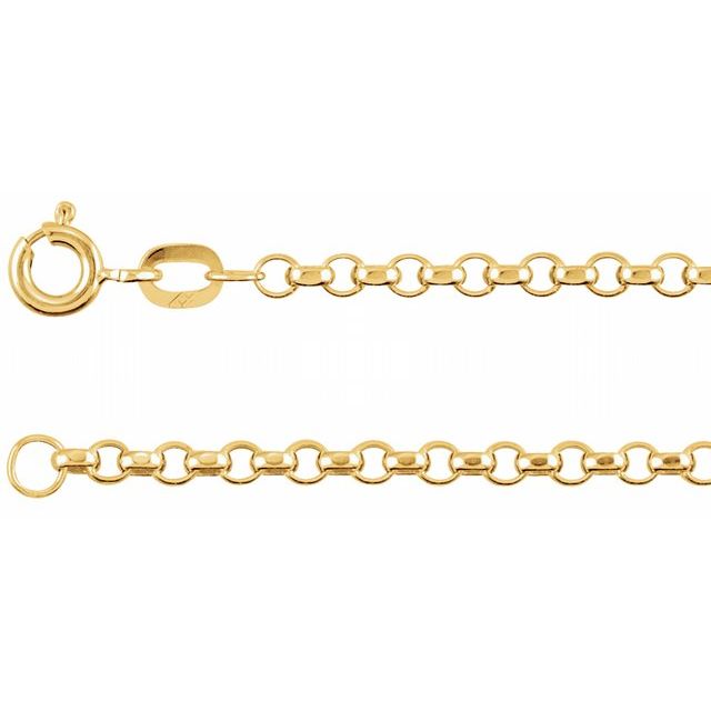 2.5mm diamond-cut rolo chain necklace in 14k yellow gold, 16"