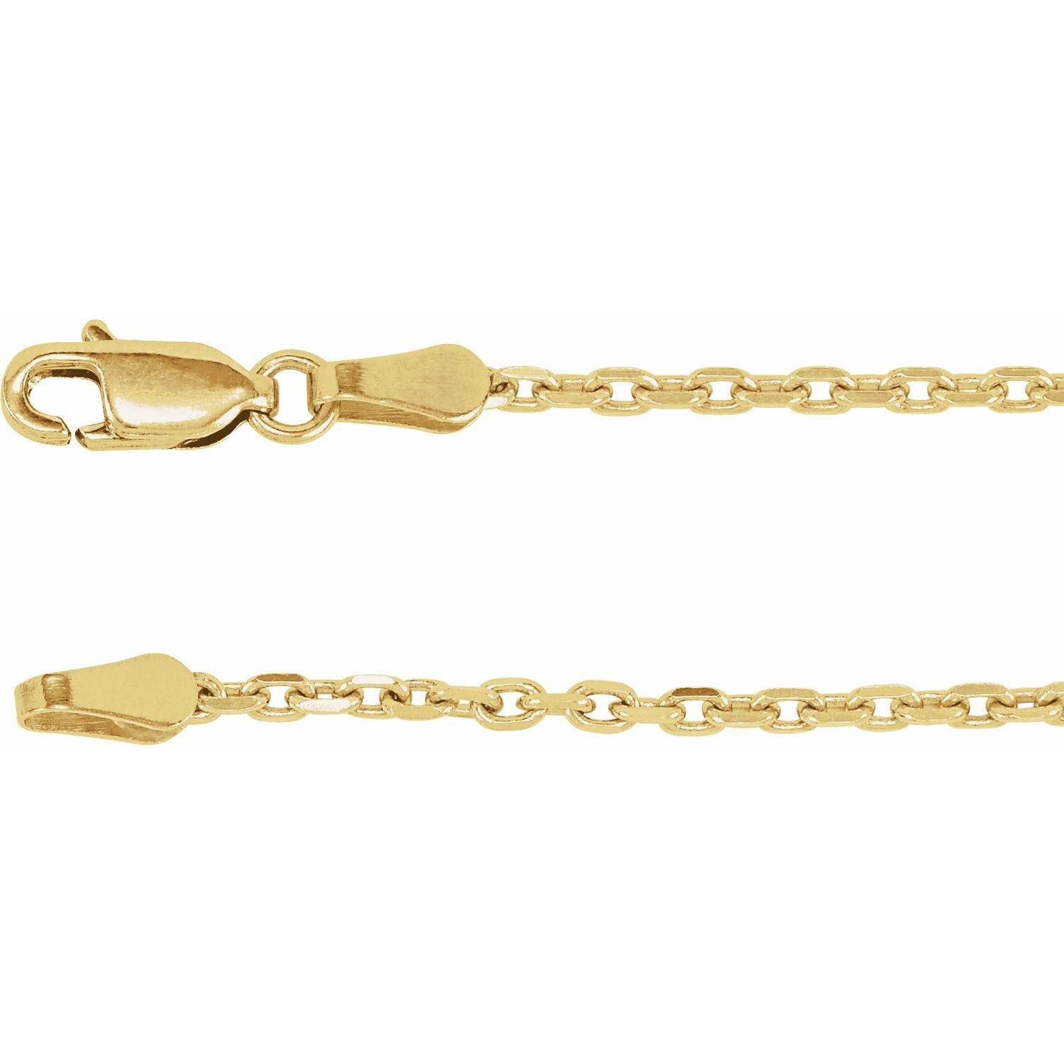 14K Yellow Gold 2 mm diamond-cut cable necklace