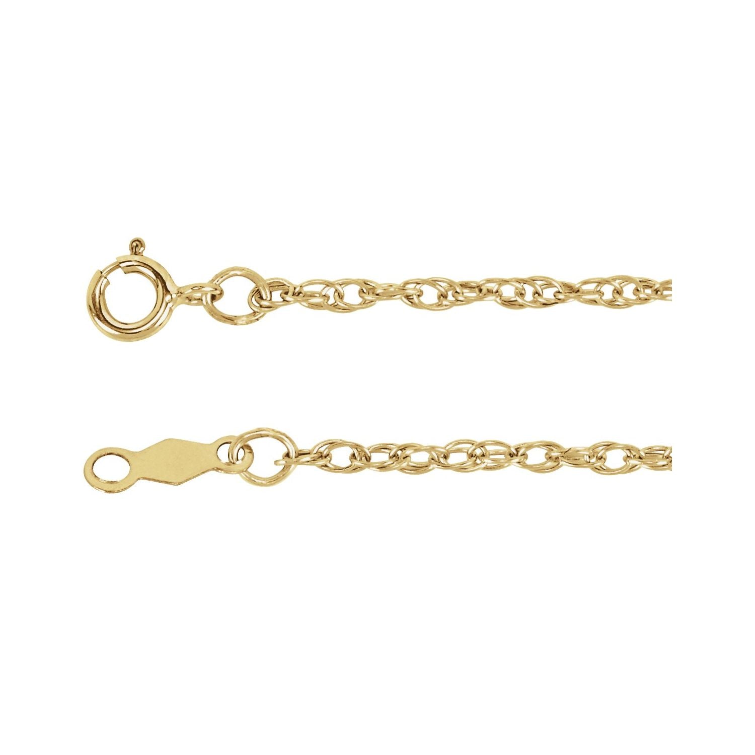 14K Yellow Gold 1.5 mm rope chain necklace