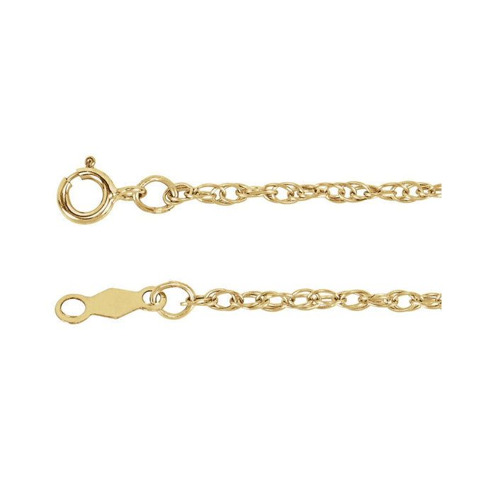 14K Yellow Gold 1.5 mm rope chain necklace