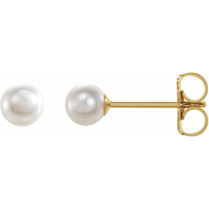 Cultured Akoya Pearl stud earrings in 14K Yellow Gold