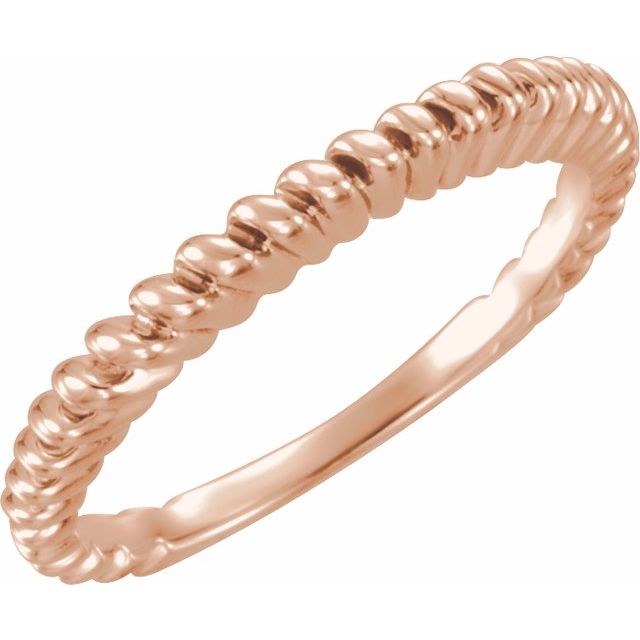 2mm twisted rope stacking ring in 14K Rose Gold