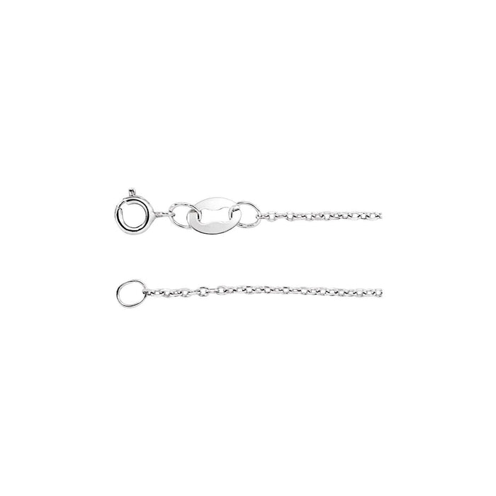 1 mm Diamond-Cut Cable Chain Necklace in Solid Gold in 14K White Gold