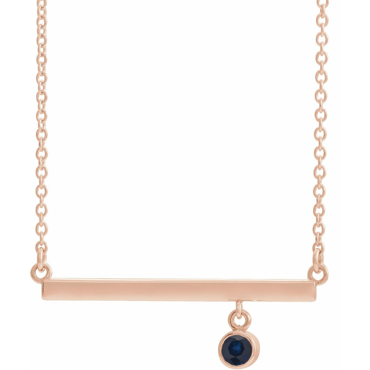 14K Rose Gold natural blue sapphire bezel-set blue sapphire pendant