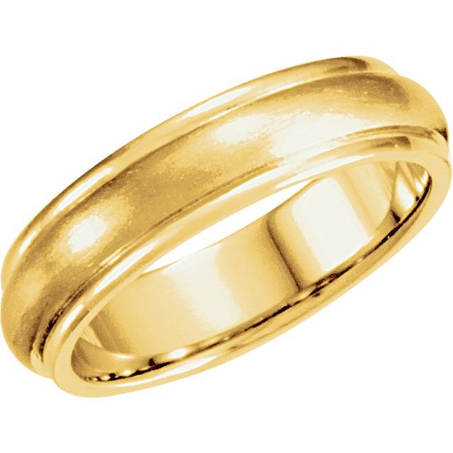 Grooved Comfort-Fit Men's Wedding Band, 5 mm width