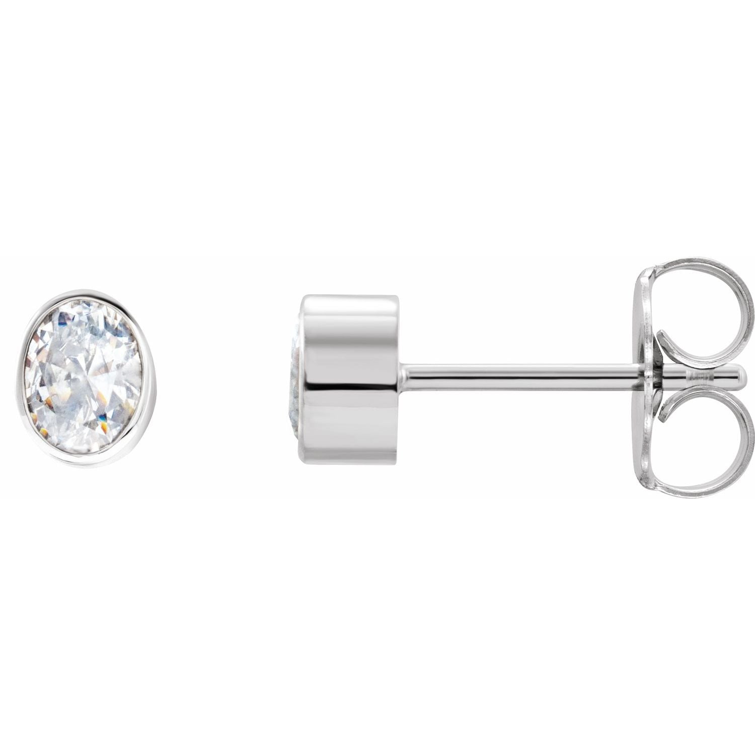 14K White Gold oval diamond stud earrings