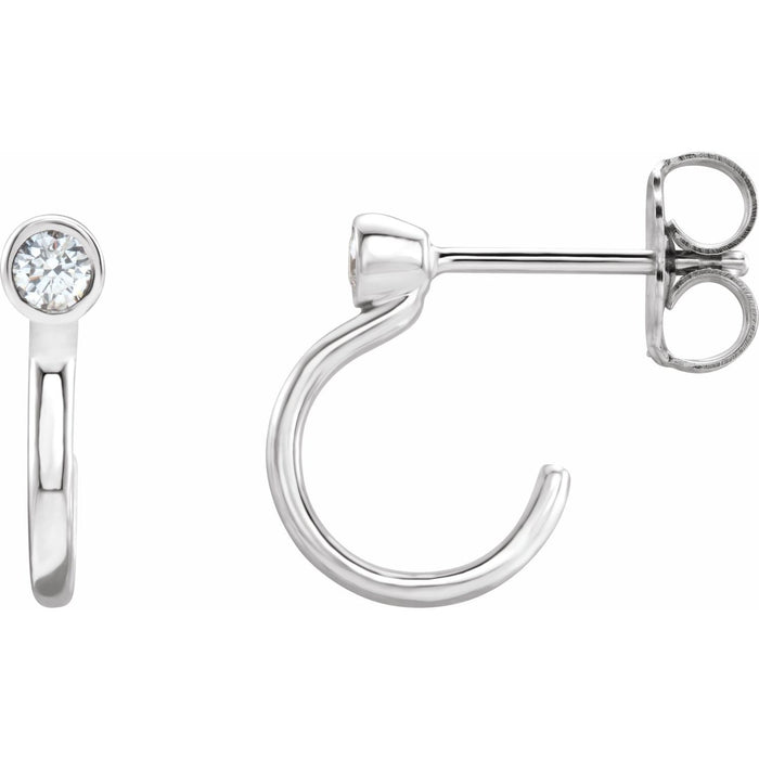 14K White Gold diamond huggie earrings