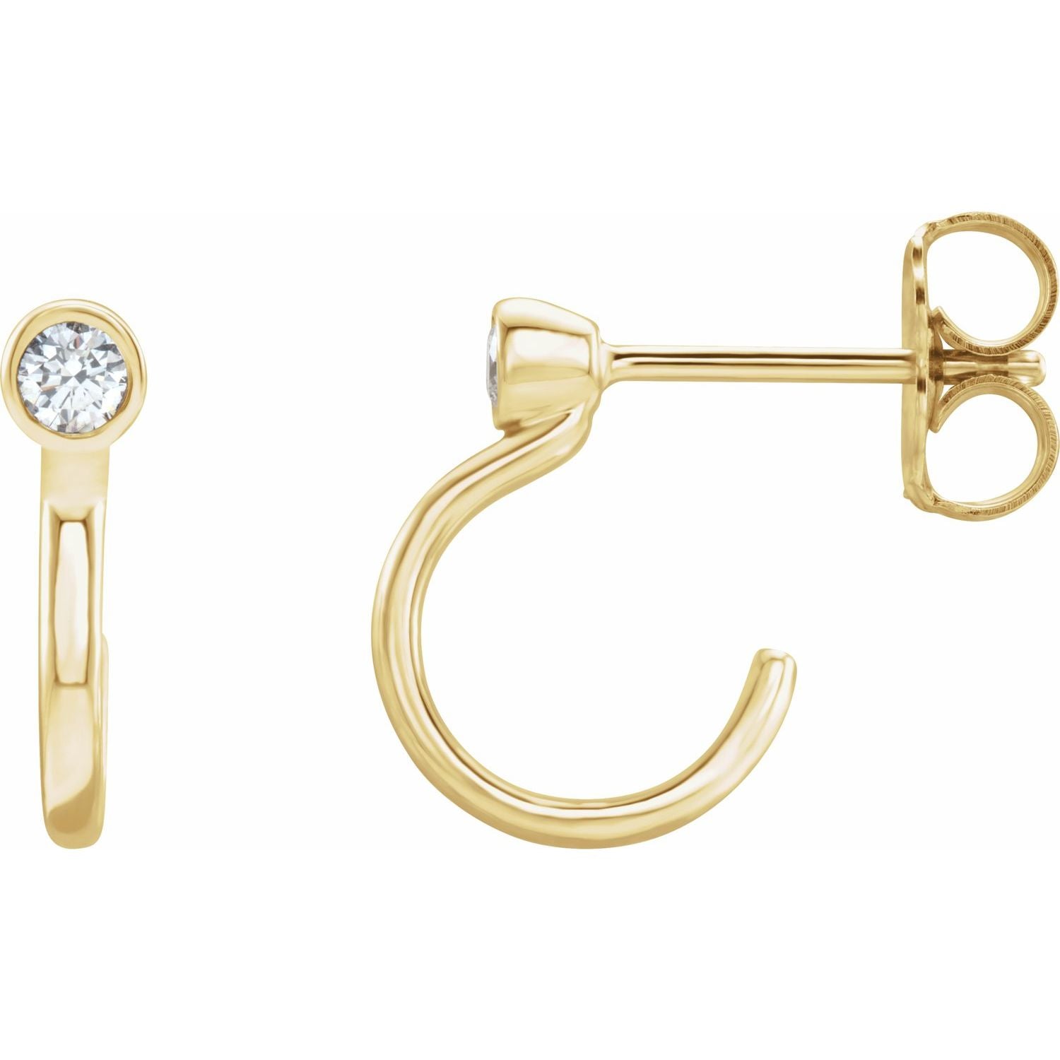 April Diamond Round Huggie Hoop Earrings (0.06 ct tw) in 14k Yellow Gold