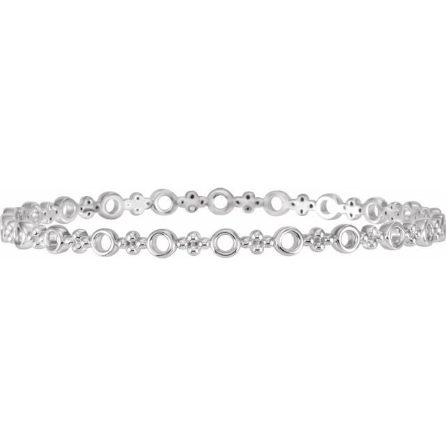 faceted geometric bangle bracelet in 14k white gold