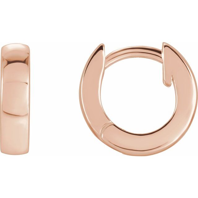 petite 9.5 mm hinged gold hoop earrings in 14k rose gold