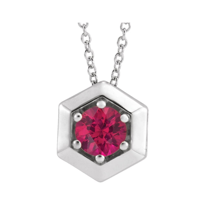 Geometric Lab-Grown Ruby Pendant