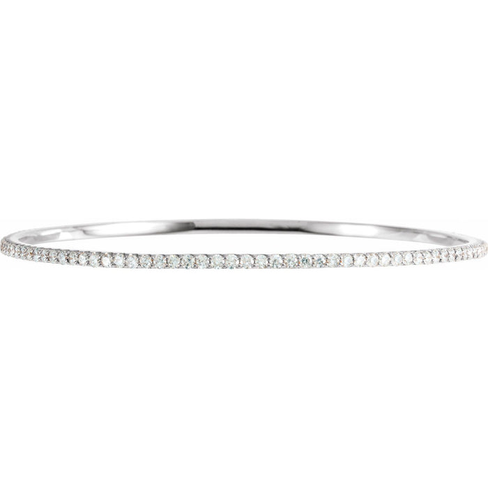 14K White Gold round lab-grown diamond stackable diamond bangle bracelet, G-H SI-I1