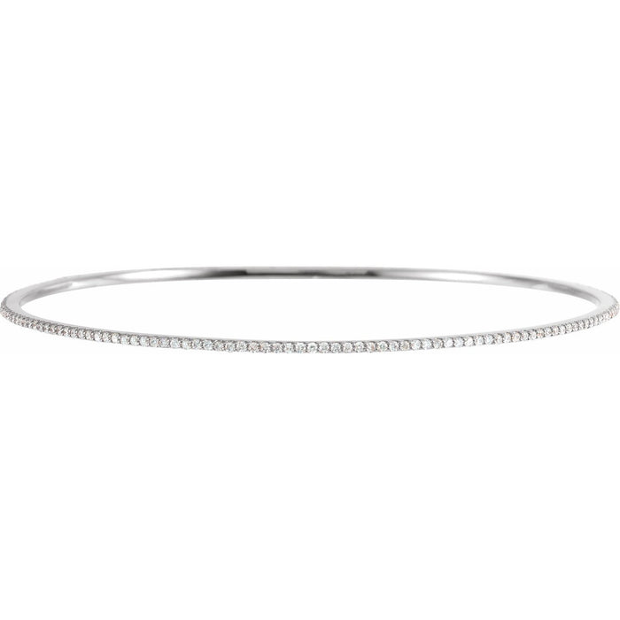 14K White Gold stackable diamond bangle bracelet