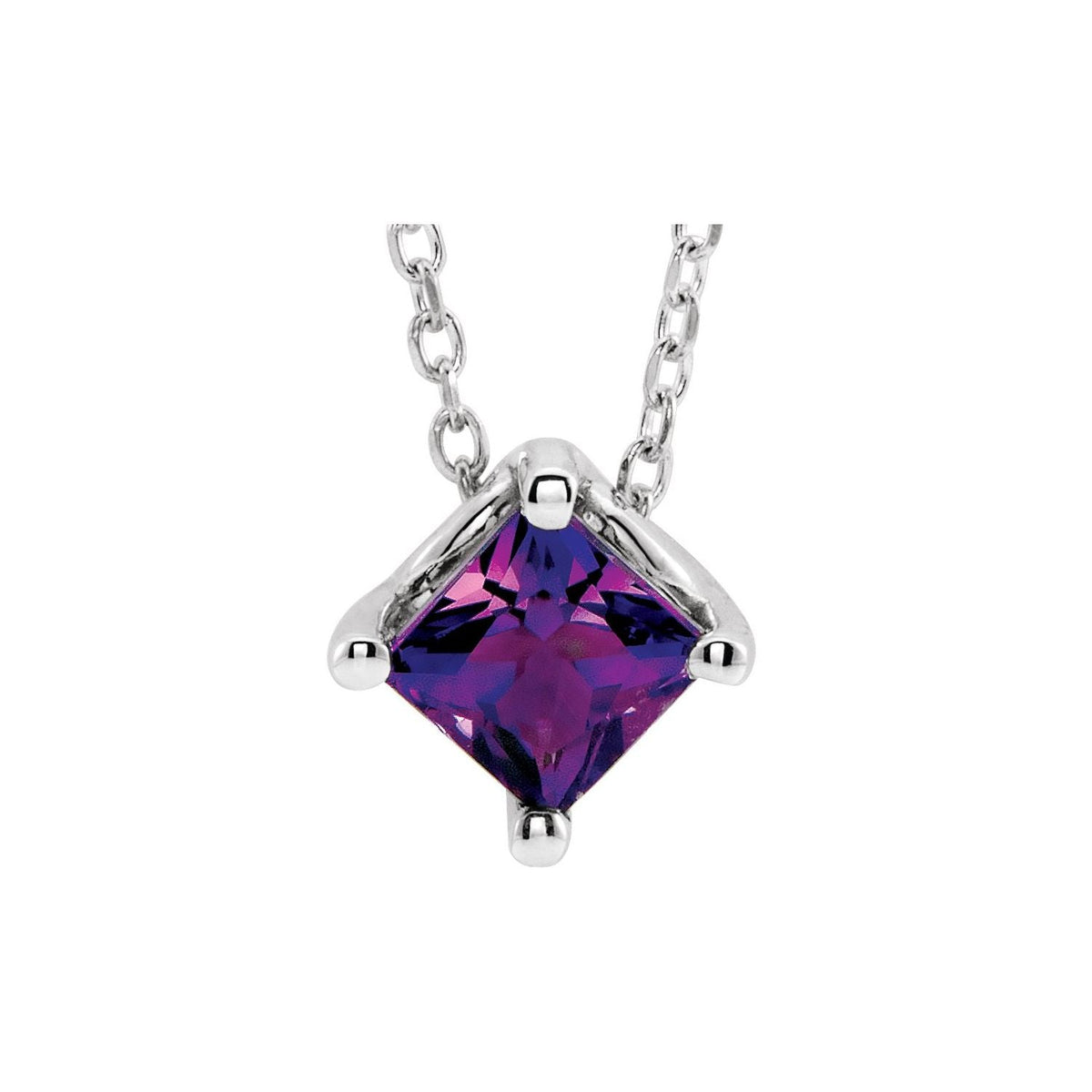 Square Amethyst Solitaire Pendant