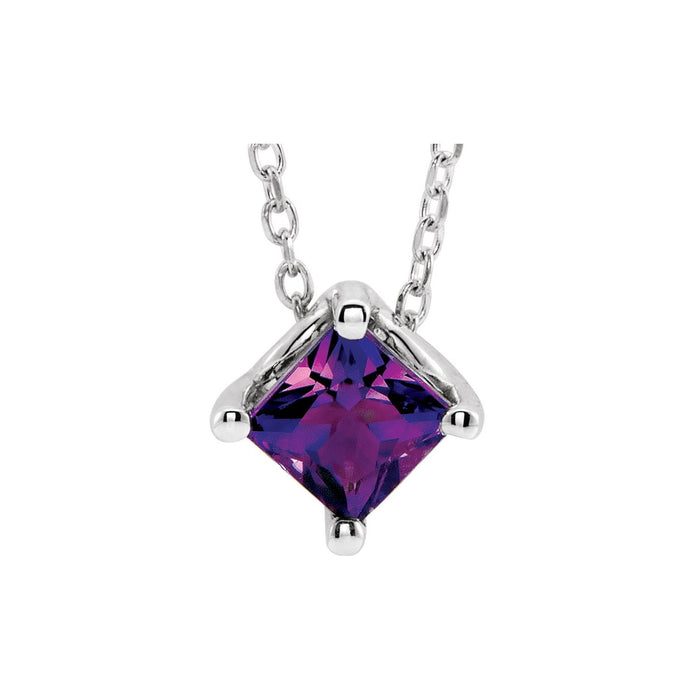 square amethyst solitaire pendant, 14K White Gold