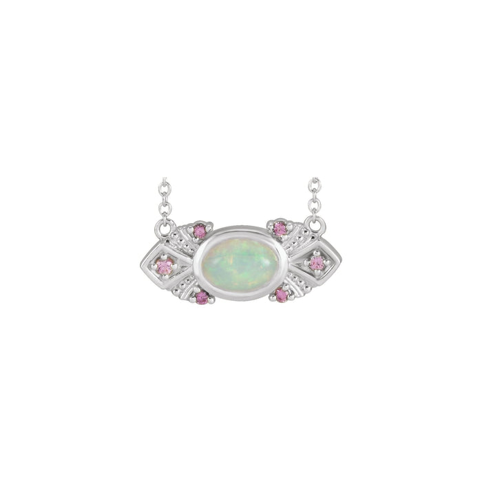 Ethiopian Opal & Pink Sapphire Vintage-Inspired Pendant
