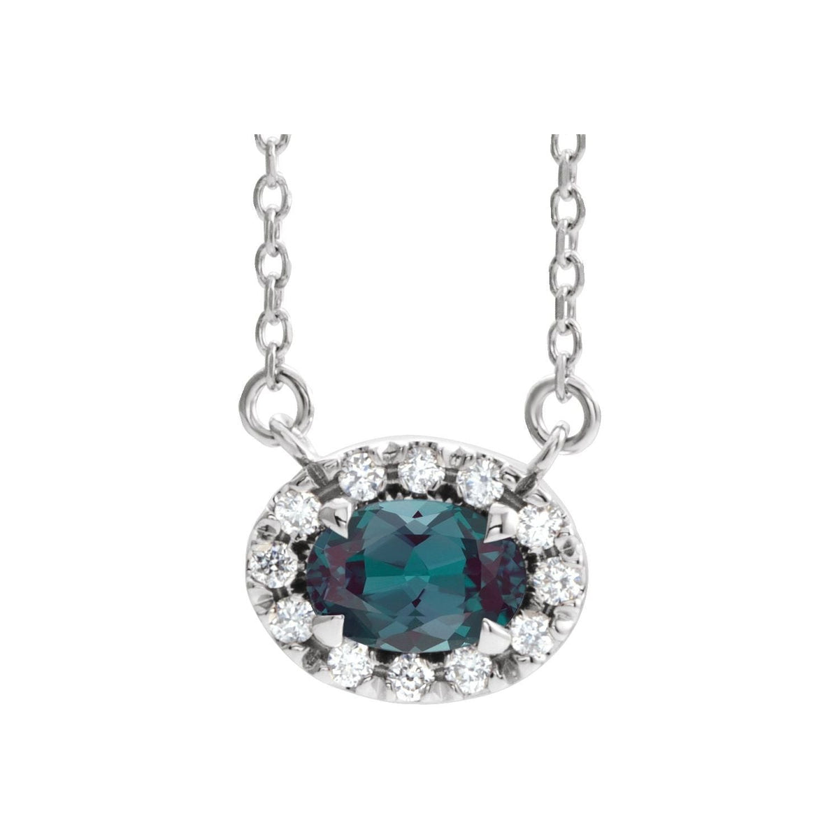 Lab-Grown Alexandrite & Diamond Oval Pendant