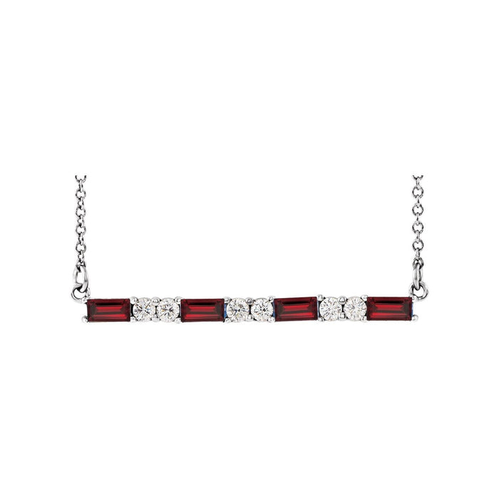 Garnet & Diamond Baguette Bar Pendant