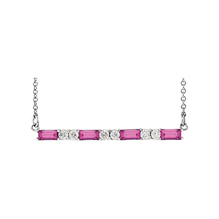 Pink Tourmaline & Diamond Bar Pendant
