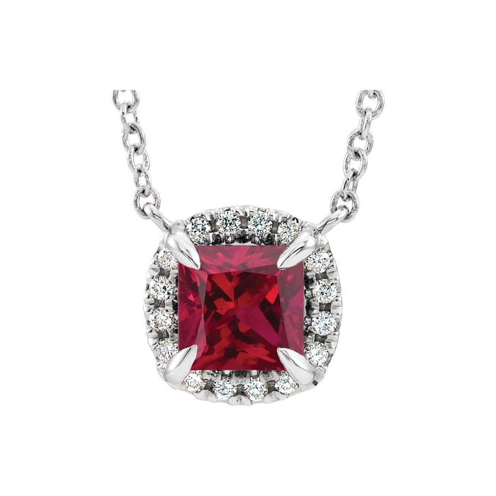 Princess-Cut Diamond & Ruby Pendant