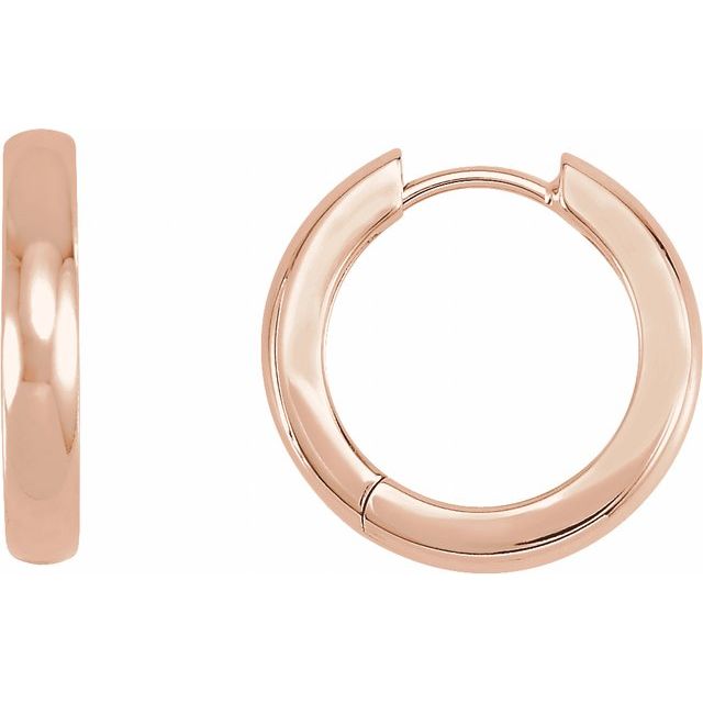 medium hinged gold hoop earrings in 14k rose gold, 17.5 mm