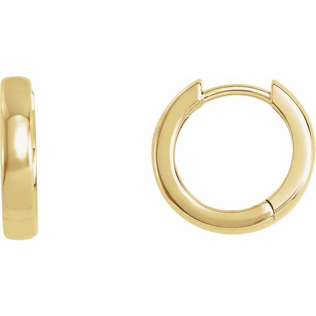 medium hinged gold hoop earrings in 14k yellow gold, 14 mm