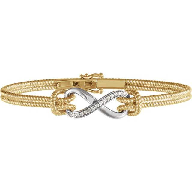 two-tone diamond bangle bracelet in 14k yellow/white gold