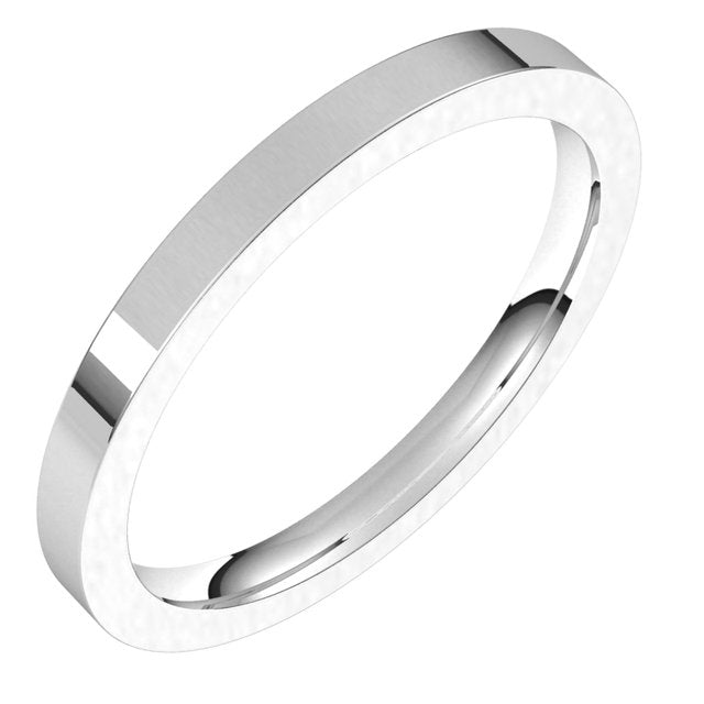2mm comfort-fit flat stacking band in 10K White Gold