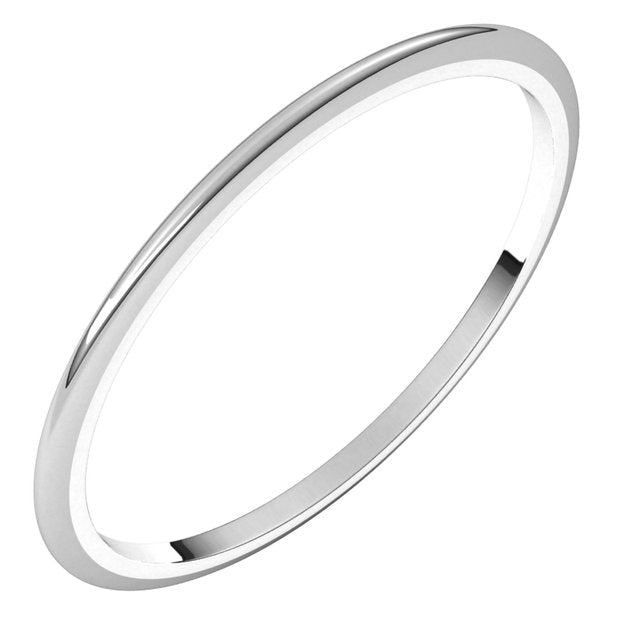 1mm half-round stacking band in 14K White Gold