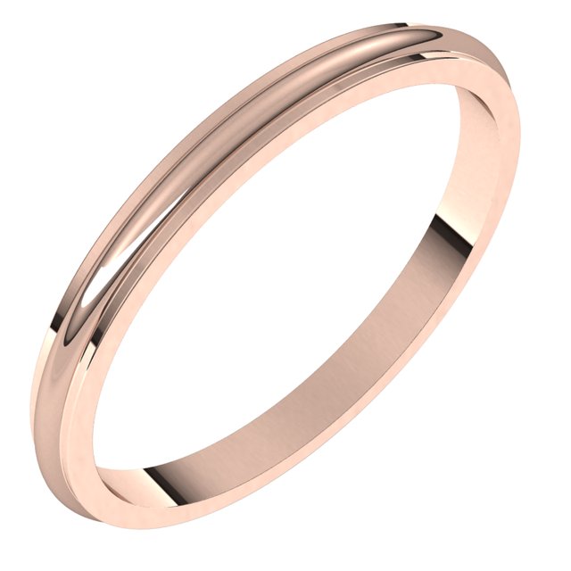 2mm stepped-edge half-round stacking band in 10K Rose Gold