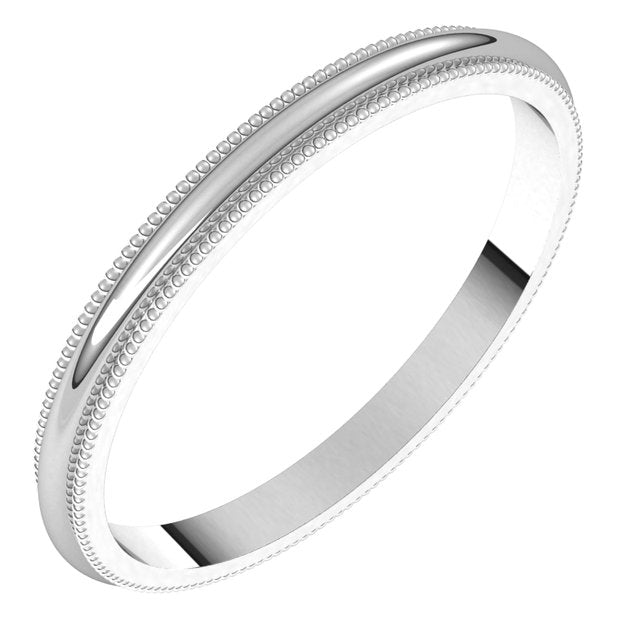 2mm milgrain half-round stacking ring in 10K White Gold