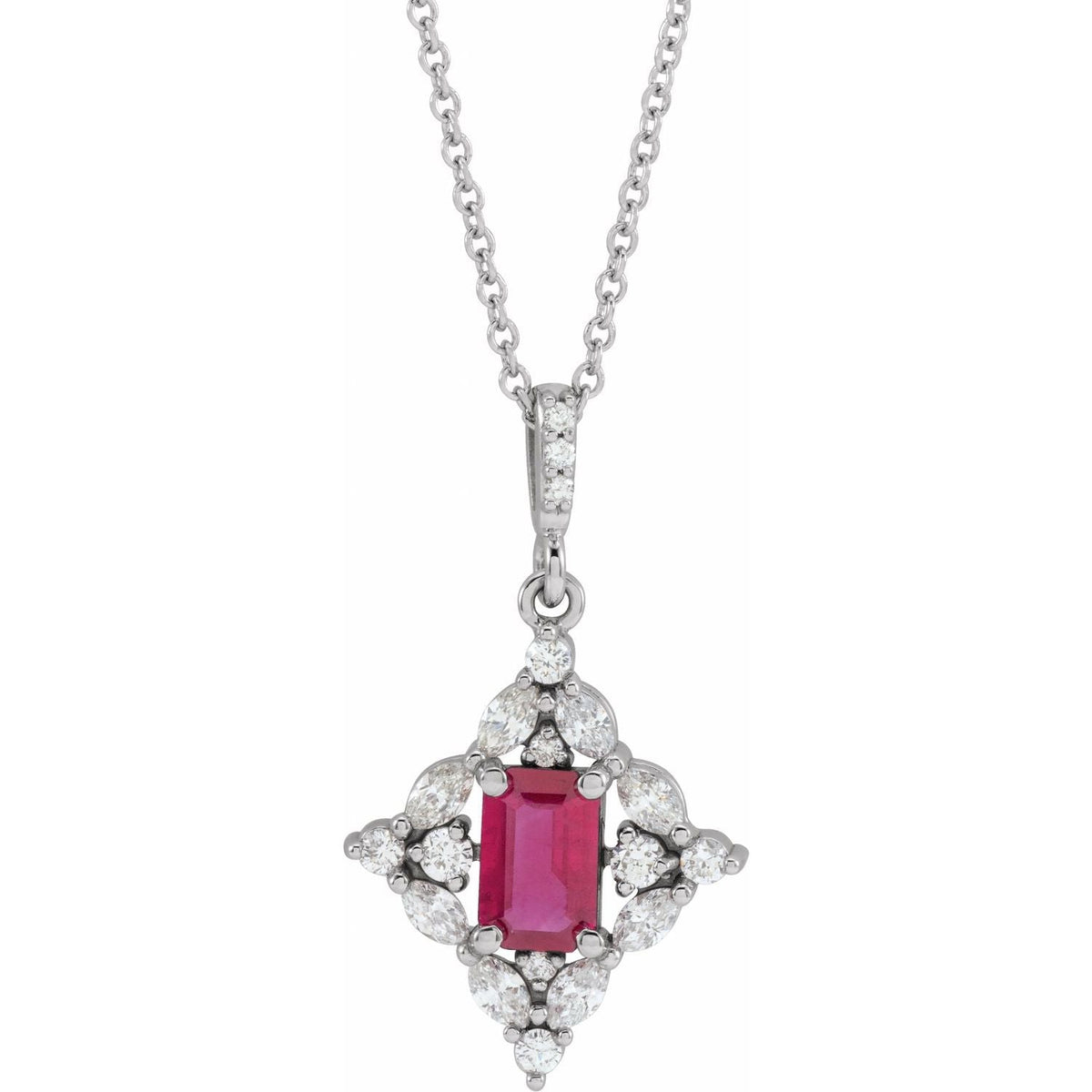 Emerald-Cut Statement Diamond & Ruby Pendant