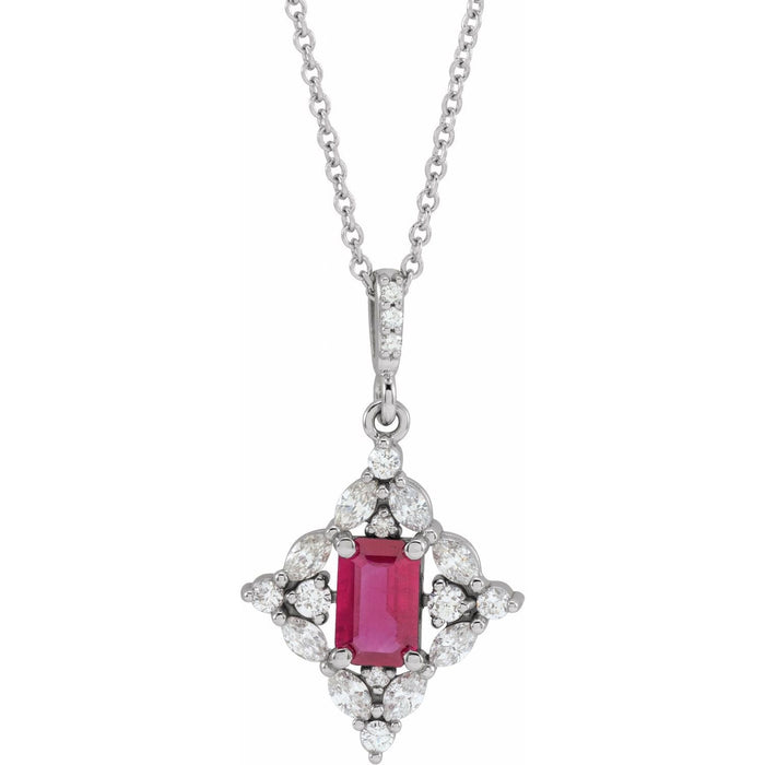 Emerald-Cut Statement Diamond & Ruby Pendant