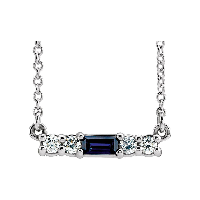 14K White Gold natural blue sapphire blue sapphire and diamond pendant