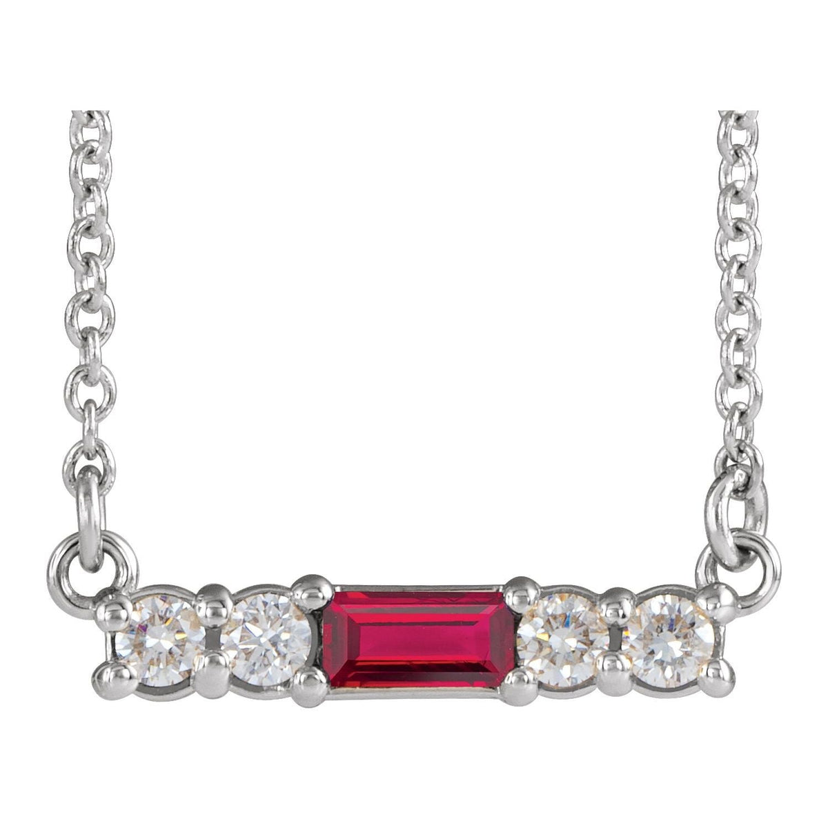 Baguette Diamond & Ruby Pendant