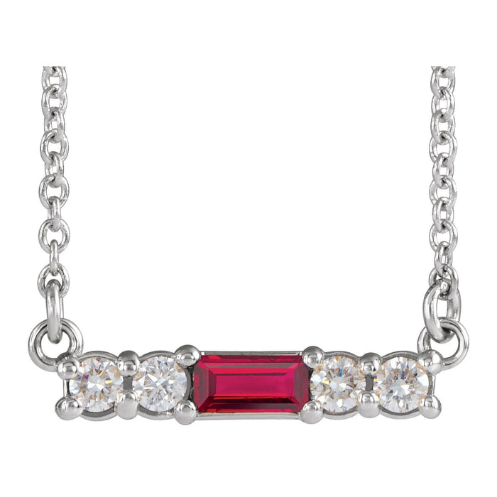 Baguette Diamond & Ruby Pendant