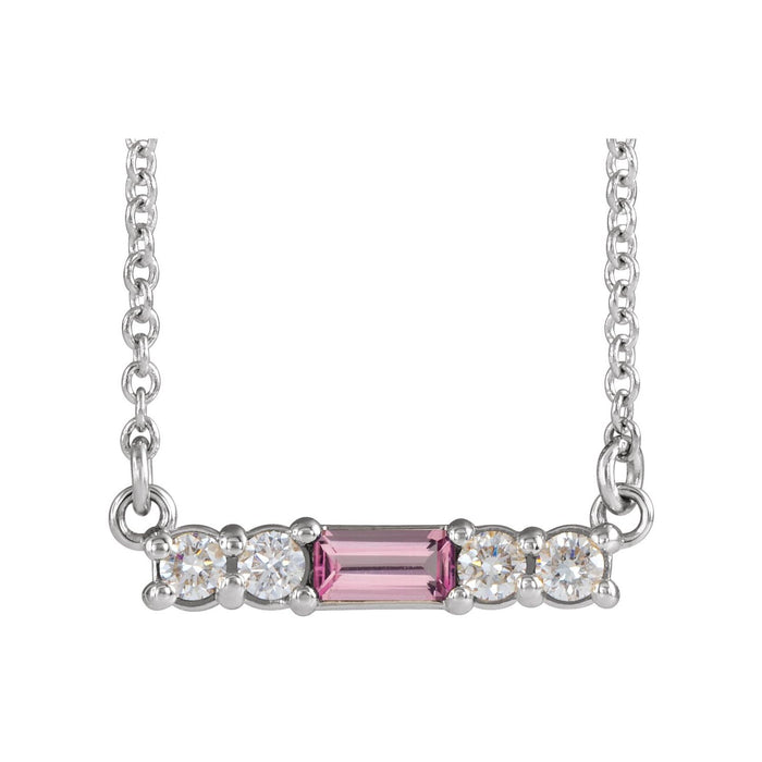 pink tourmaline and diamond accent pendant, 14K White Gold