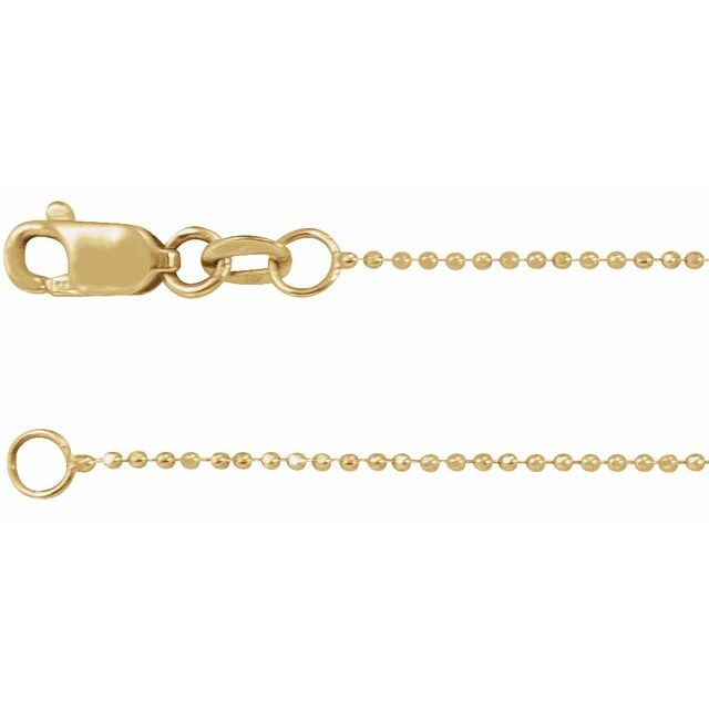 1mm diamond-cut bead gold chain necklace in 14k yellow gold, 16 inch