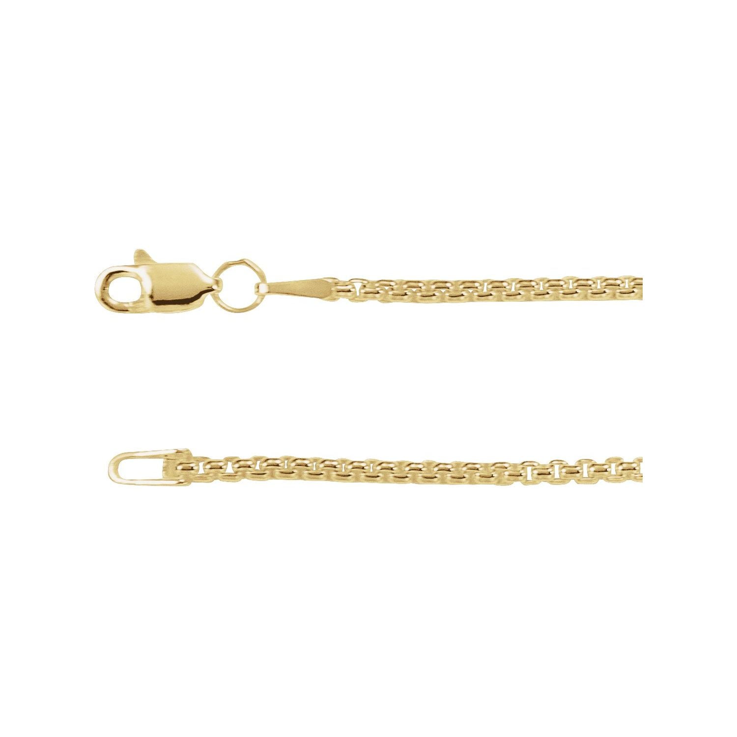 14K Yellow Gold 1.8 mm rounded box necklace