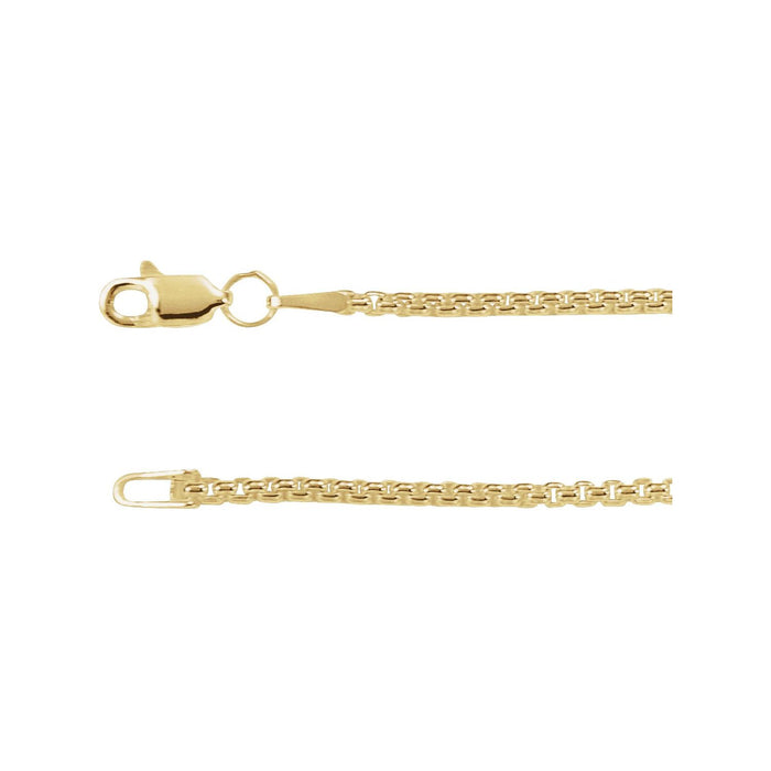 14K Yellow Gold 1.8 mm rounded box necklace