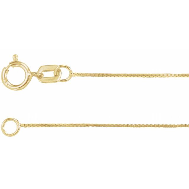 0.55mm box gold chain necklace in 14k yellow gold, 16 inch