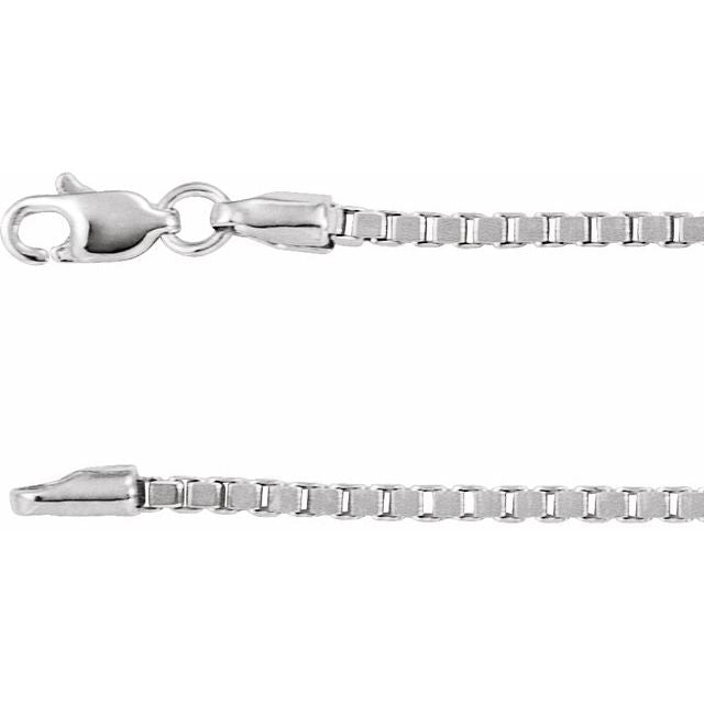 0.75mm box gold chain necklace in 14k white gold, 16 inch