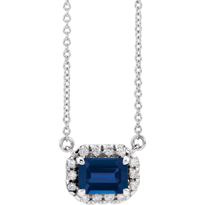 14K White Gold natural blue sapphire blue sapphire diamond halo pendant