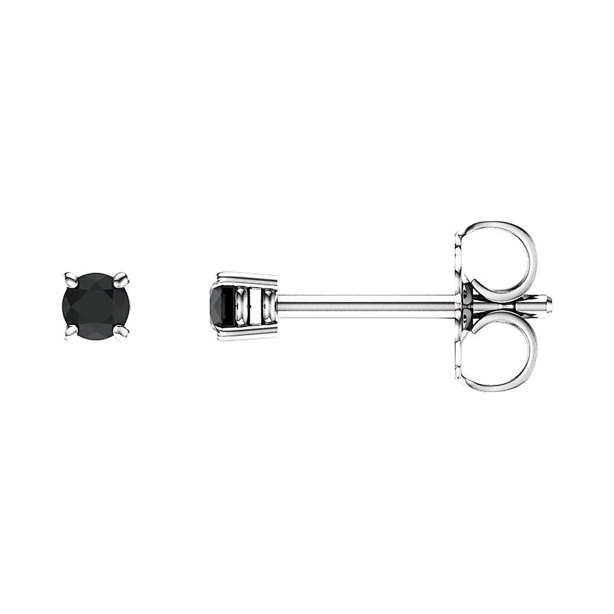7 mm Round Black Onyx Stud Earrings in 14K White Gold