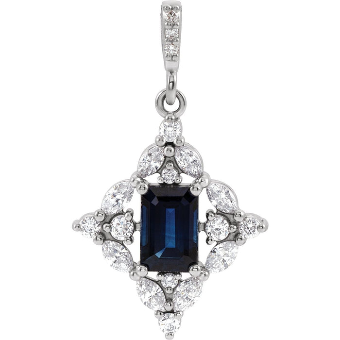1/3 ct Diamond-Accented Natural Blue Sapphire Pendant