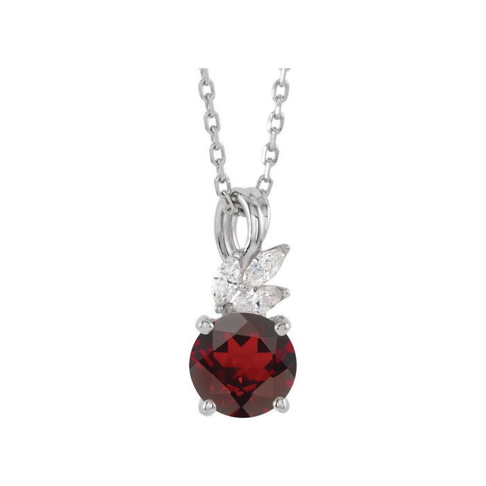 Mozambique garnet cluster necklace, 14K White Gold