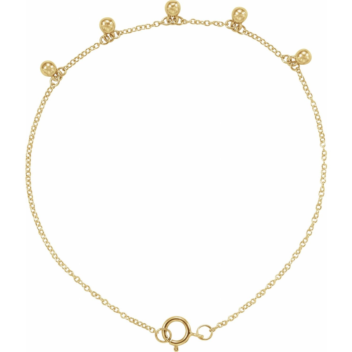 14k yellow gold beaded station gold bracelet