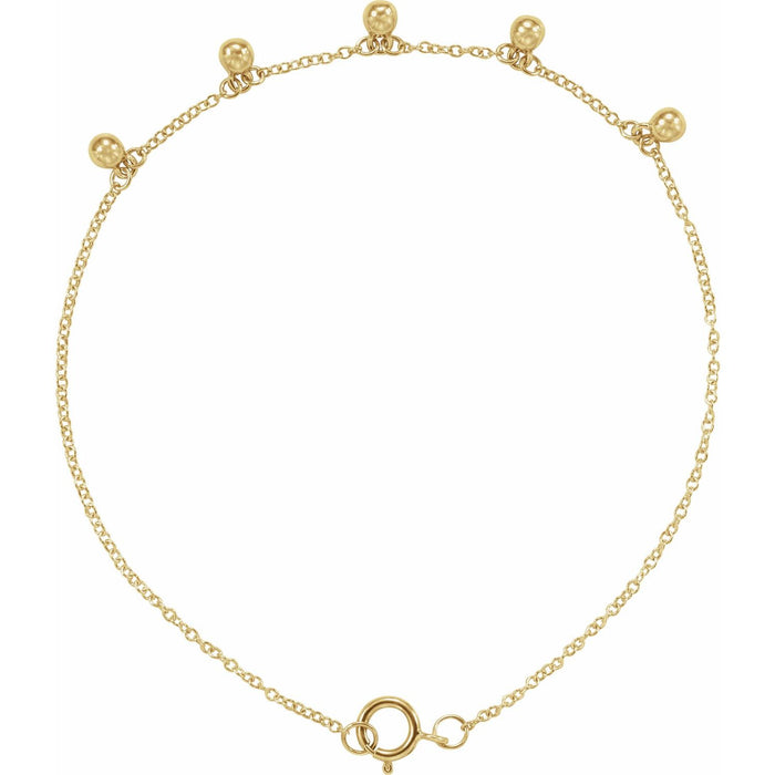 14k yellow gold beaded station gold bracelet